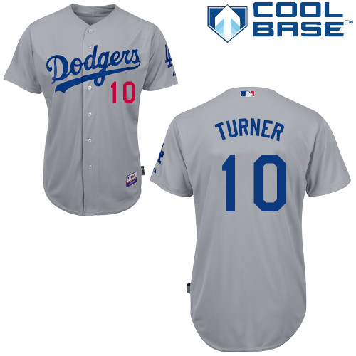 Justin Turner #10 mlb Jersey-L A Dodgers Women's Authentic 2014 Alternate Road Gray Cool Base Baseball Jersey